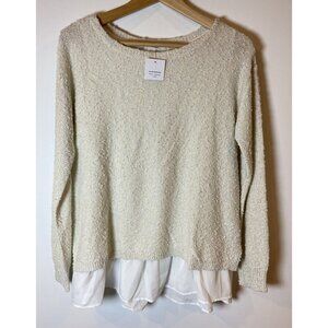 NWT Club Monoco Jayda Sweater Cream White Metallic Size Small S New